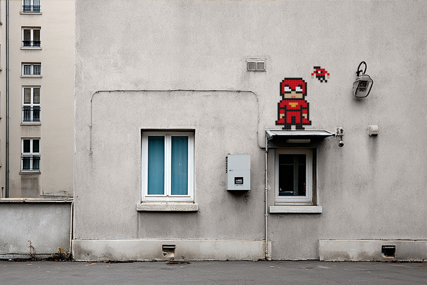street art super héros pixel art