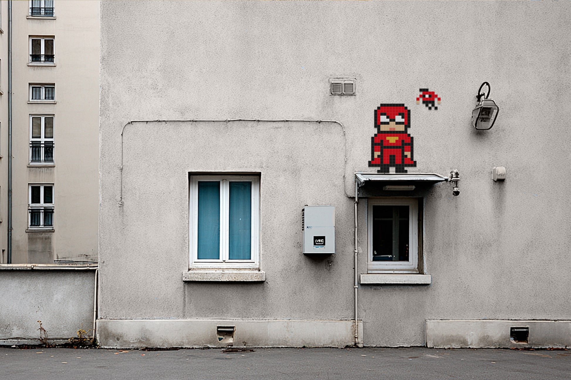 street art super héros pixel art