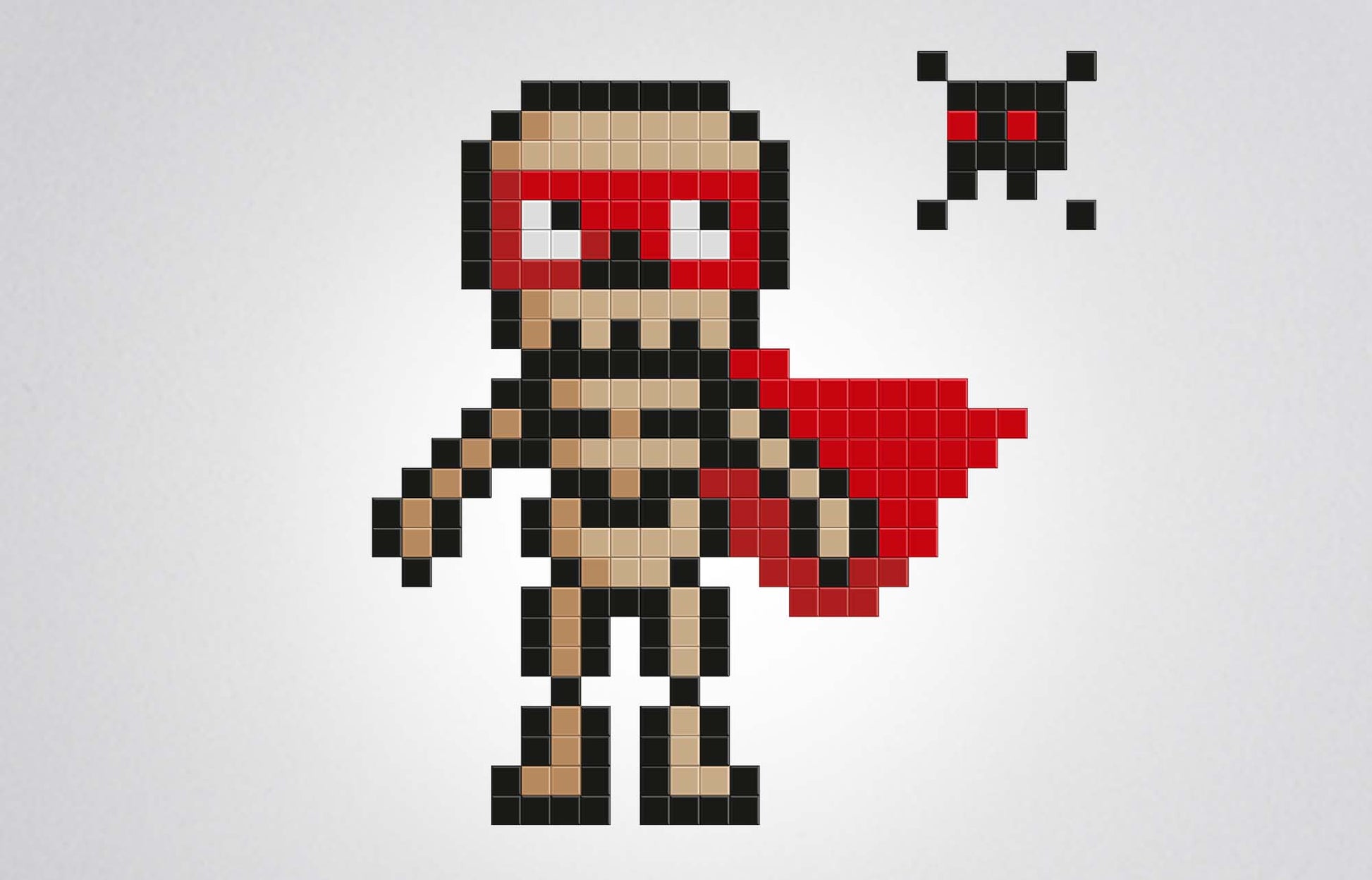 mosaïque pixel art super héros squelette