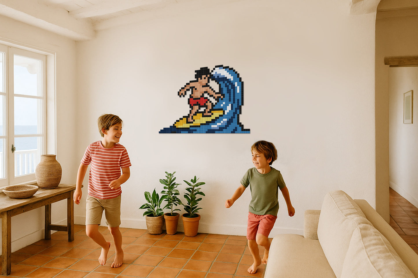 pixel art décoration intérieure surfeur