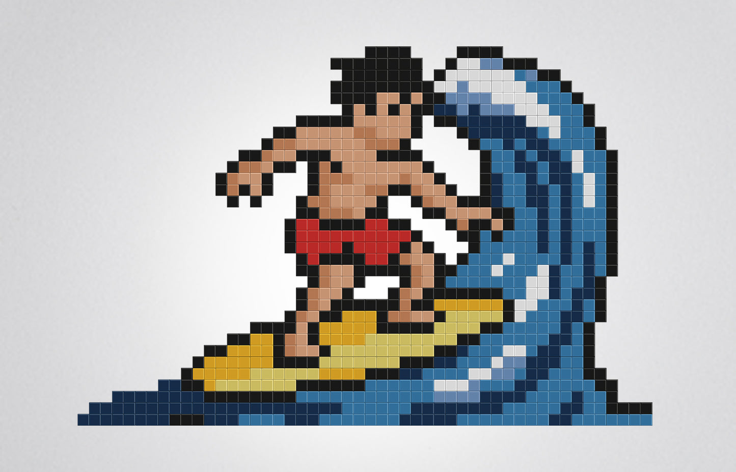 mosaïque pixel art surfeur