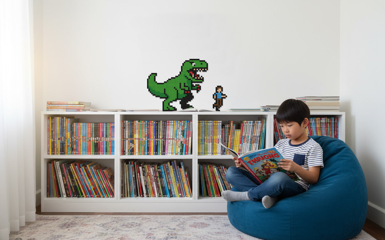 décoration intérieure t-rex pixel art enfant