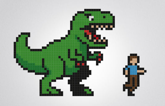 mosaïque pixel art t-rex