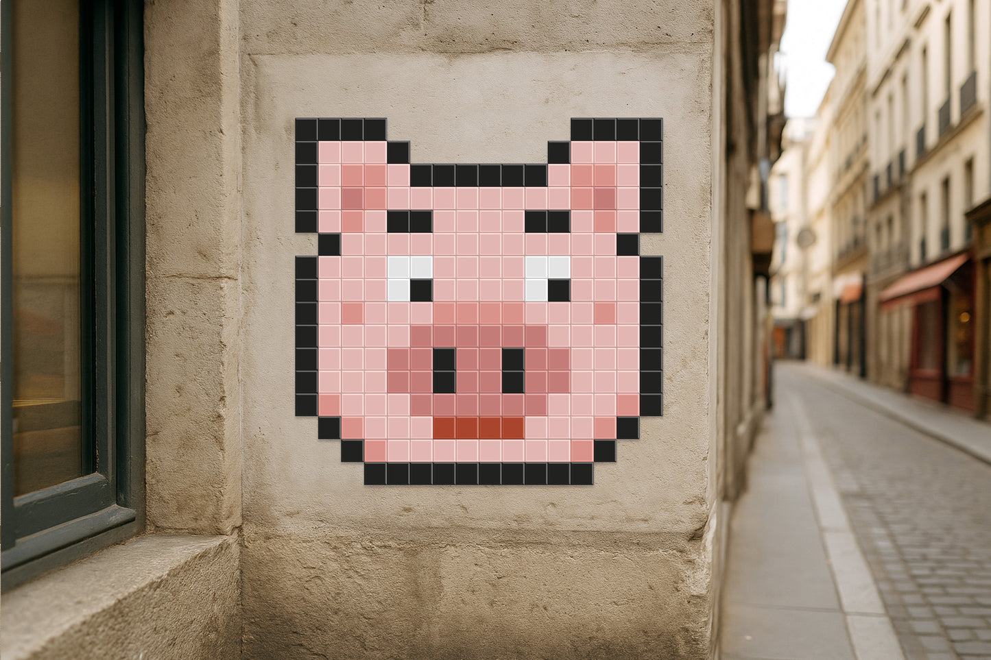 street art cochon pixel art