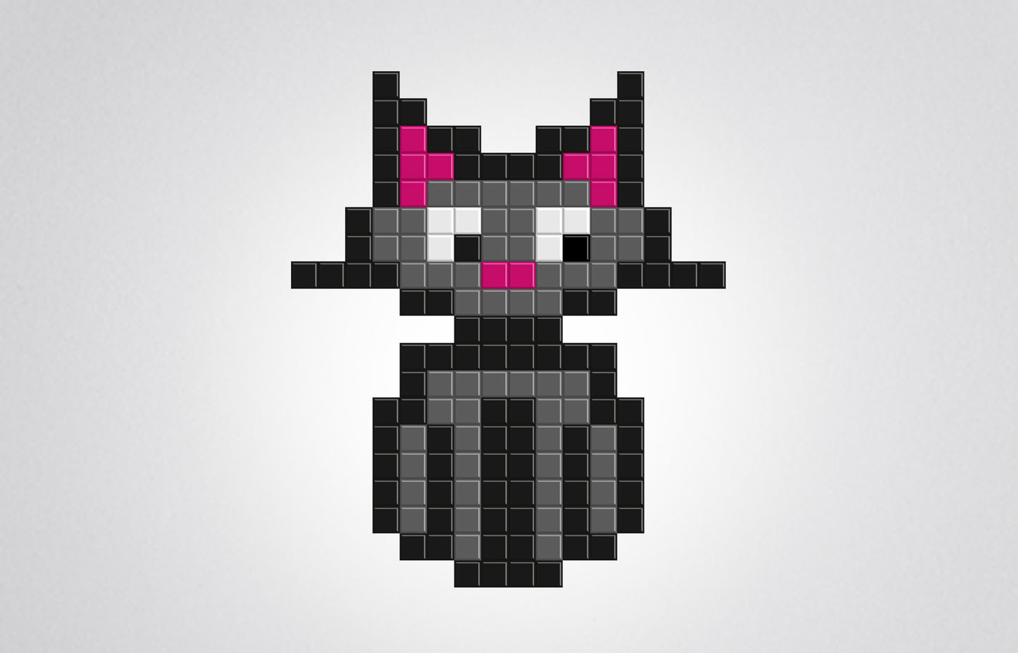 chat pixel art noir déco murale