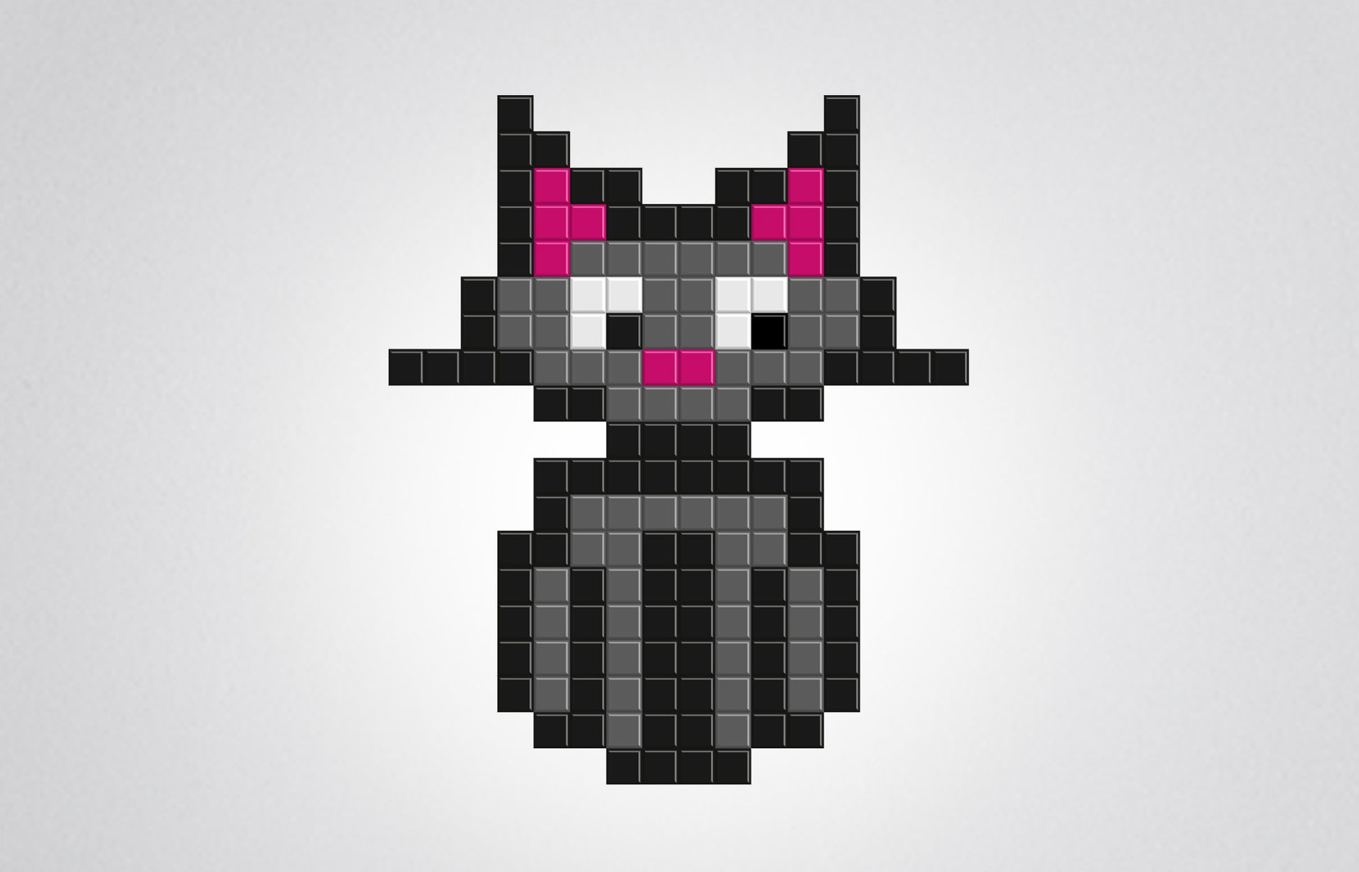 chat pixel art noir déco murale