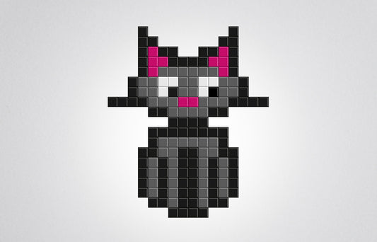chat pixel art noir déco murale
