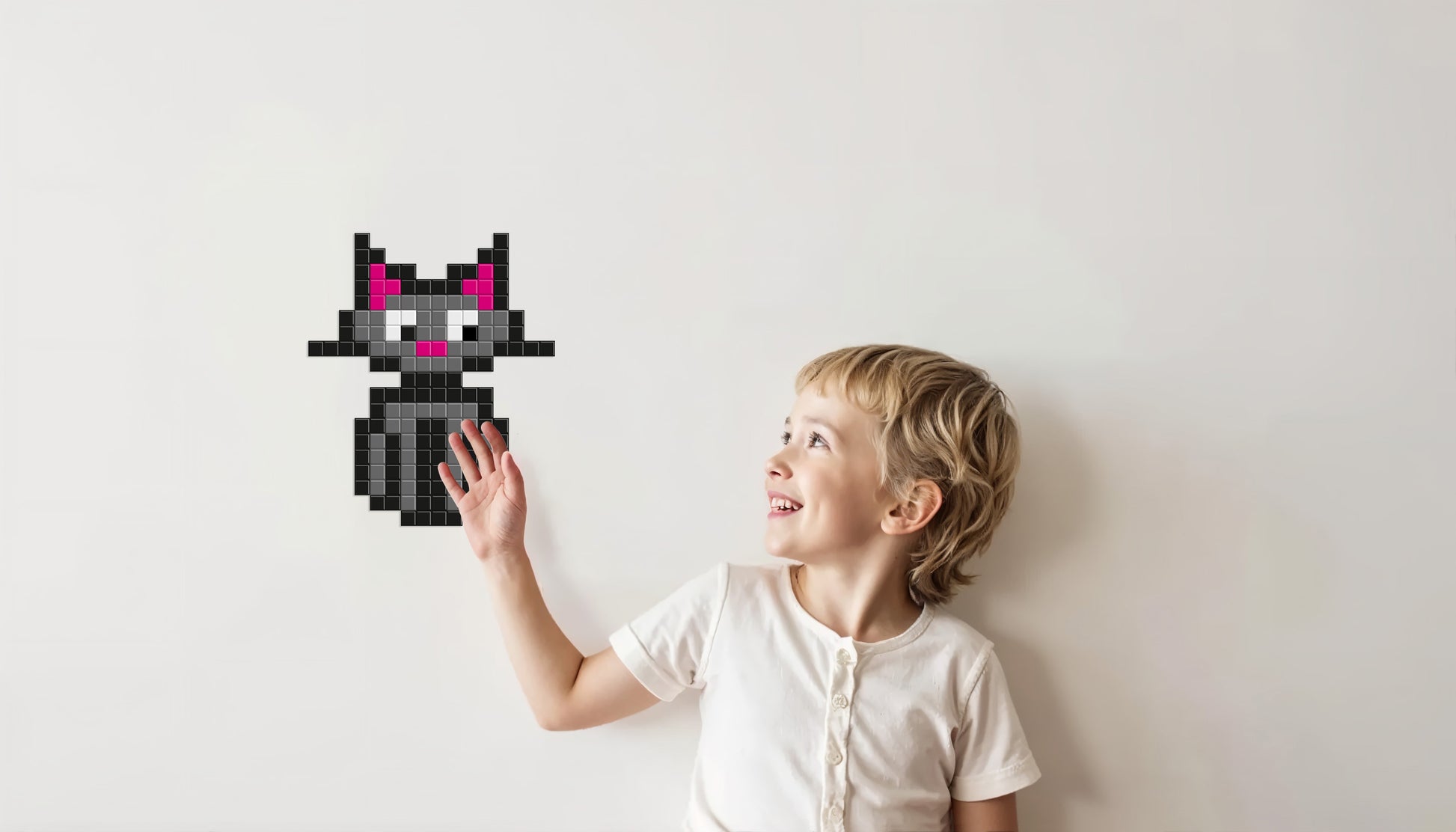 décoration murale chat pixel art