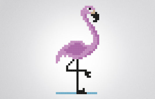 flamant rose pixel art déco murale