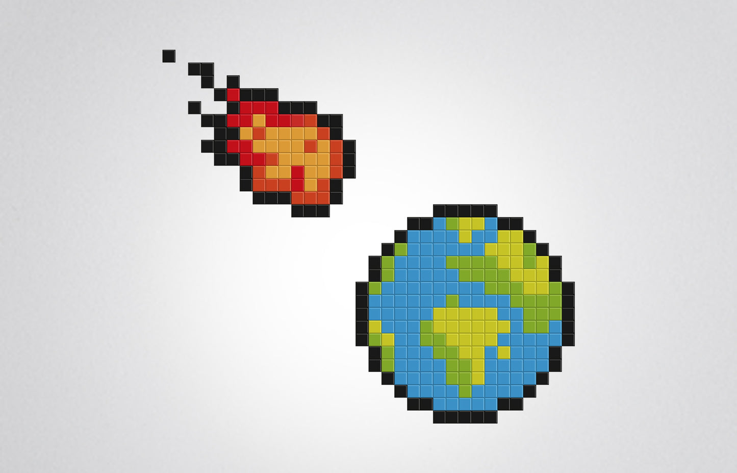 météorite pixel art décoration murale