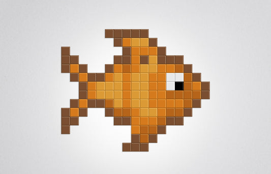 mosaïque pixel art poisson rouge