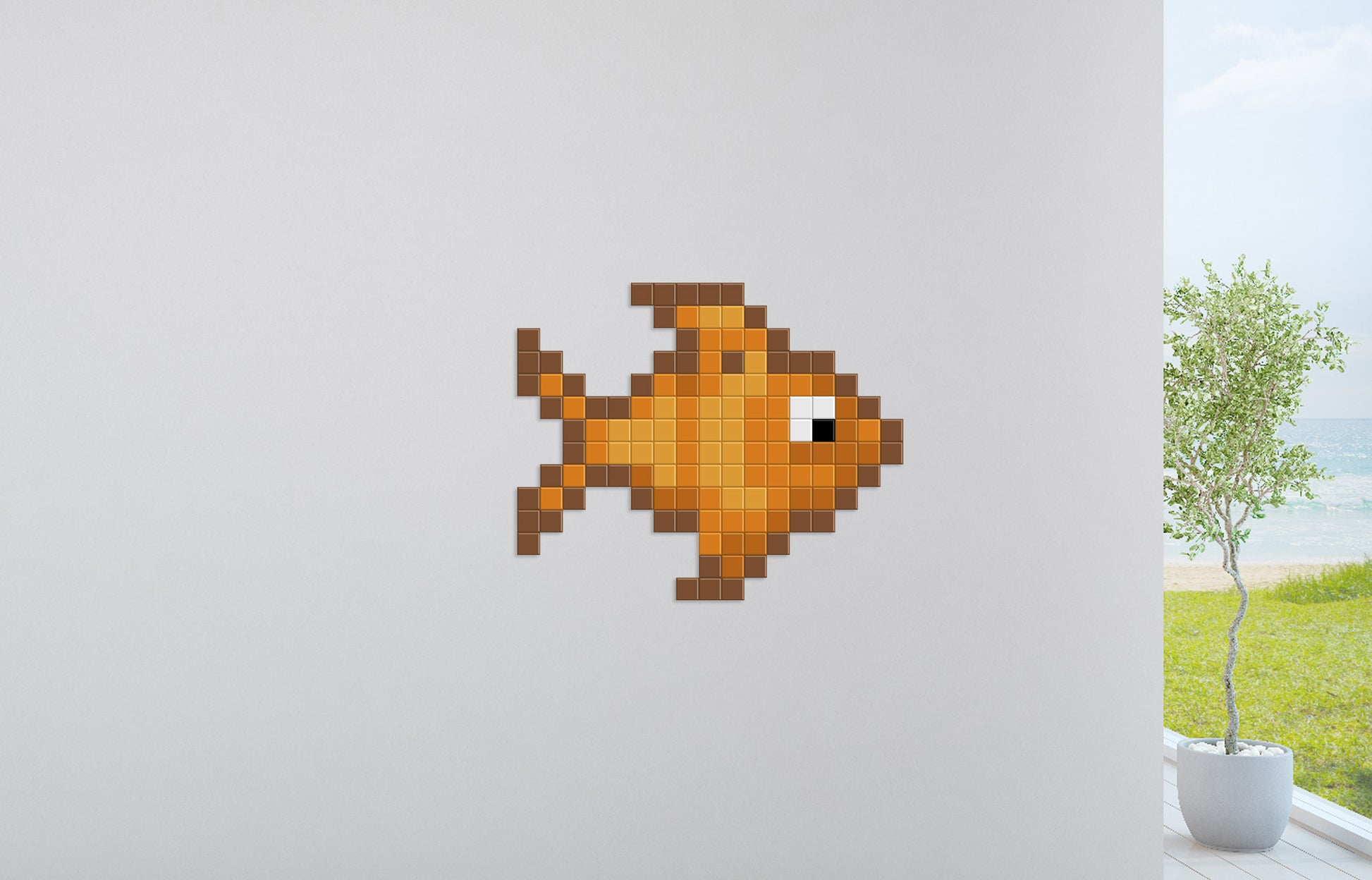 décoration murale poisson pixel art