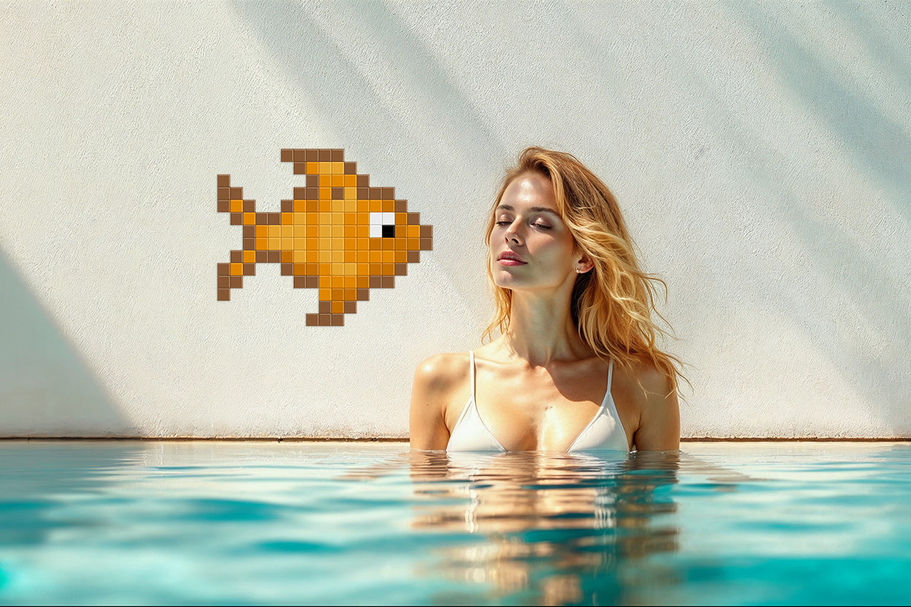 décoration murale piscine poisson pixel art